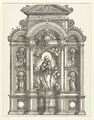 Altaar met Maria en kind by Unknown, print, 1506-1538