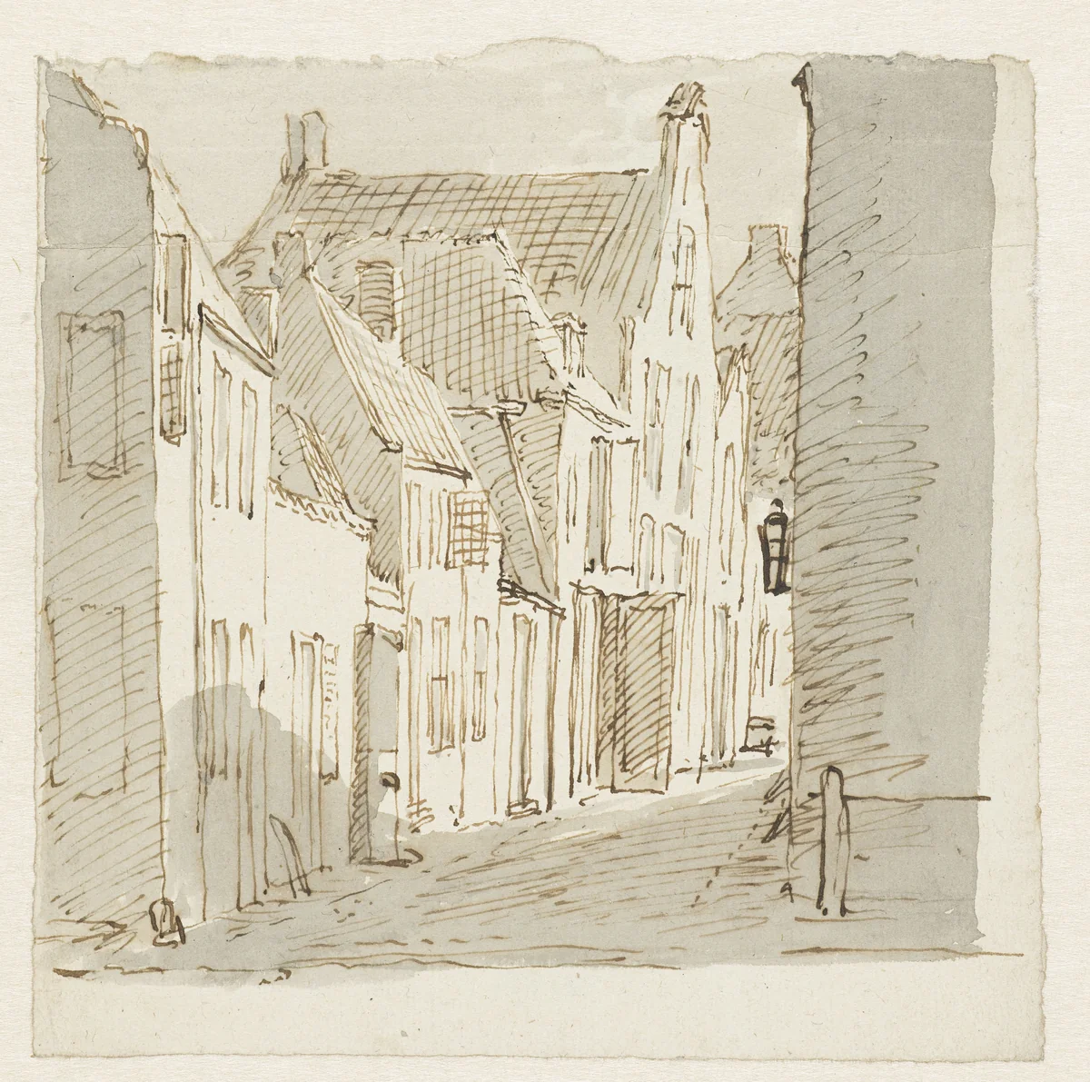 Straatgezicht by Pieter Bartholomeusz. Barbiers, drawing, 1782-1837