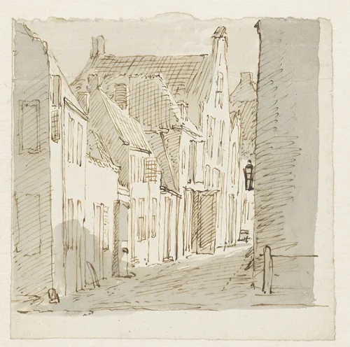 Straatgezicht by Pieter Bartholomeusz. Barbiers, drawing, 1782-1837