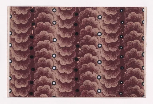 Textile Design with Vertical Strips of Clouds and Circles by anonymous, drawing, 1840