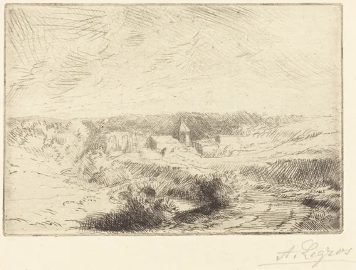 Village of Wimille, near Boulogne (Village de Wimille, pres Boulogne) by Alphonse Legros, print, 1837-1911