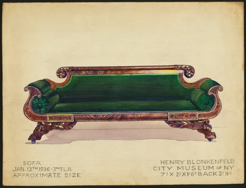 Sofa by Henry Blonkenfeld, index of american design, 1936