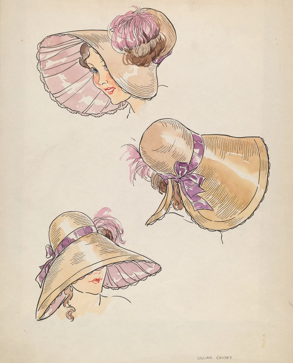 Bonnet by Lillian Causey, index of american design, 1936