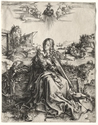 The Holy Family with the Butterfly by Albrecht Dürer, print, 1495