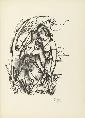 Plate 4 (folio 10) from Liebesgedichte (Love Poems) by Karl Hofer, illustrated book, 1922
