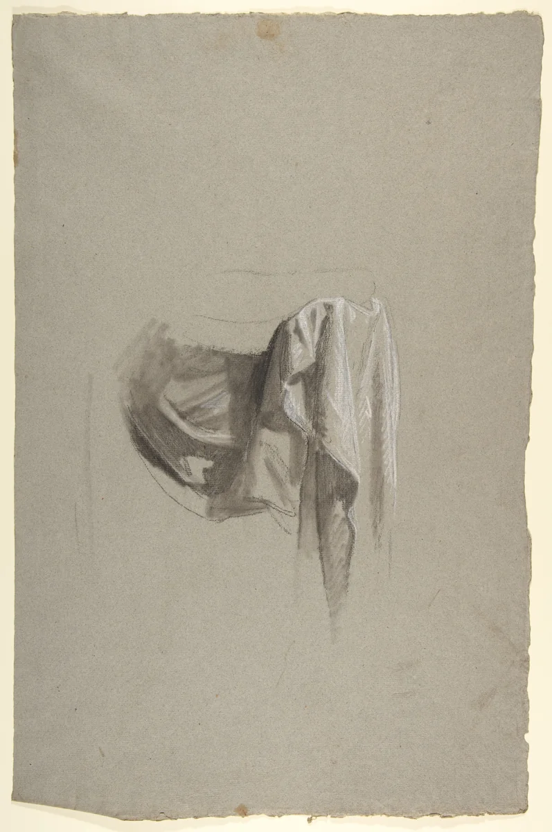 Drapery Study for Figure Holding Crown (middle register); study for wall paintings in the Chapel of Saint Remi, Sainte-Clotilde, Paris, 1858 by Isidore Pils, drawing, 1820-1875