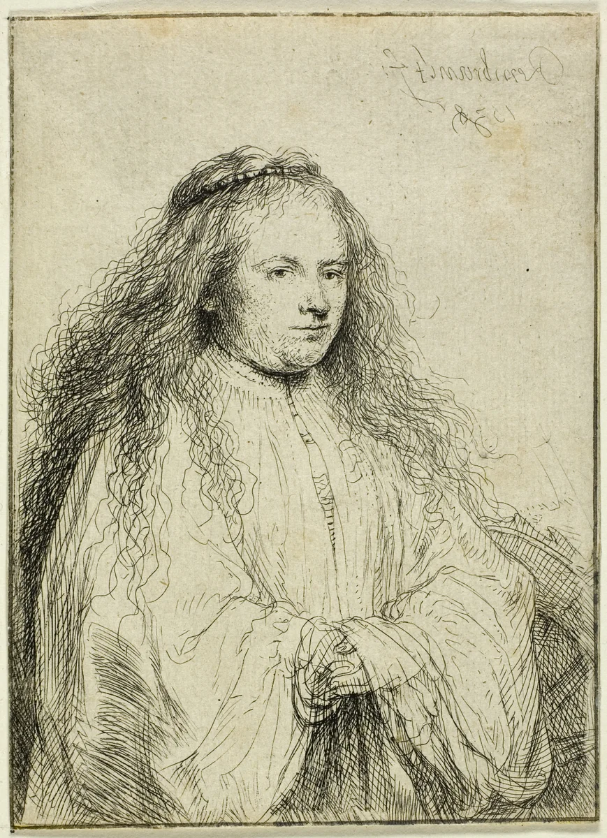 St Catherine (The Little Jewish Bride) by Rembrandt van Rijn, print, 1638