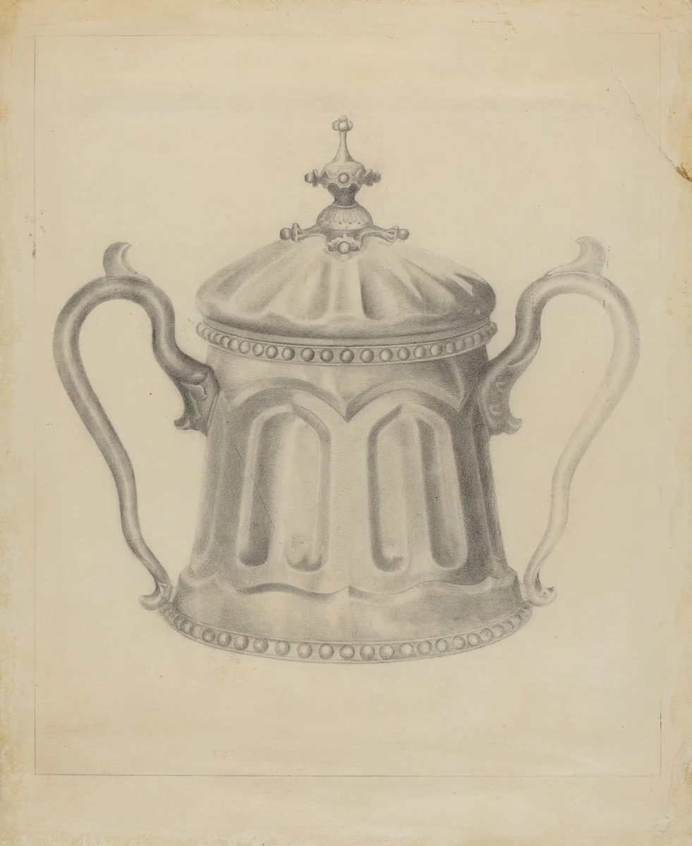 Pewter Sugar Bowl by Samuel O. Klein, index of american design, 1935-1942