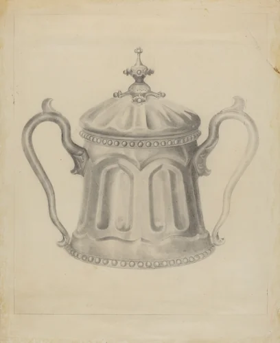 Pewter Sugar Bowl by Samuel O. Klein, index of american design, 1935-1942