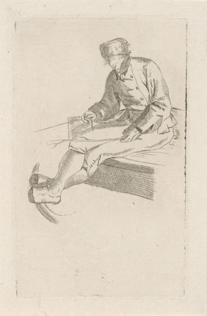 Voerman met pelsmuts by Hendrik Marcus Schouten, print, 1806-1835