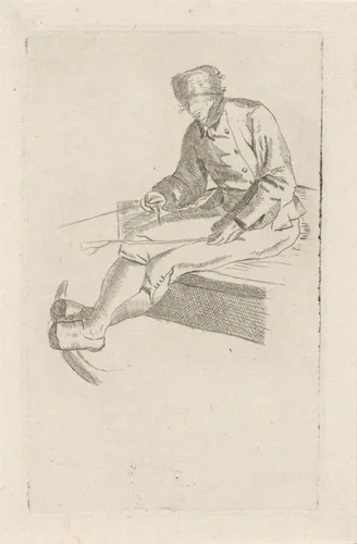 Voerman met pelsmuts by Hendrik Marcus Schouten, print, 1806-1835