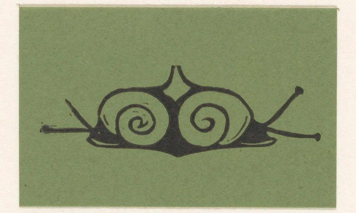Vignet met twee slakken by Gerrit Willem Dijsselhof, print, 1892