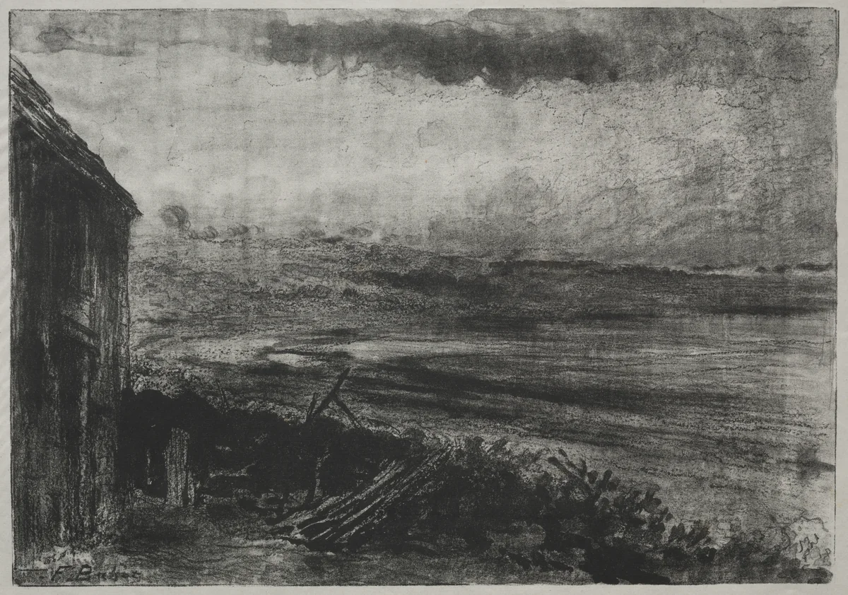 Fisherman's thatched cottage by Félix Hilaire Buhot, print, 1895