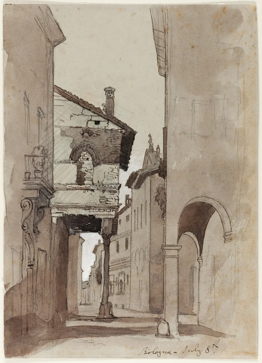 Street in Bologna by John Ruskin, drawing, 1845