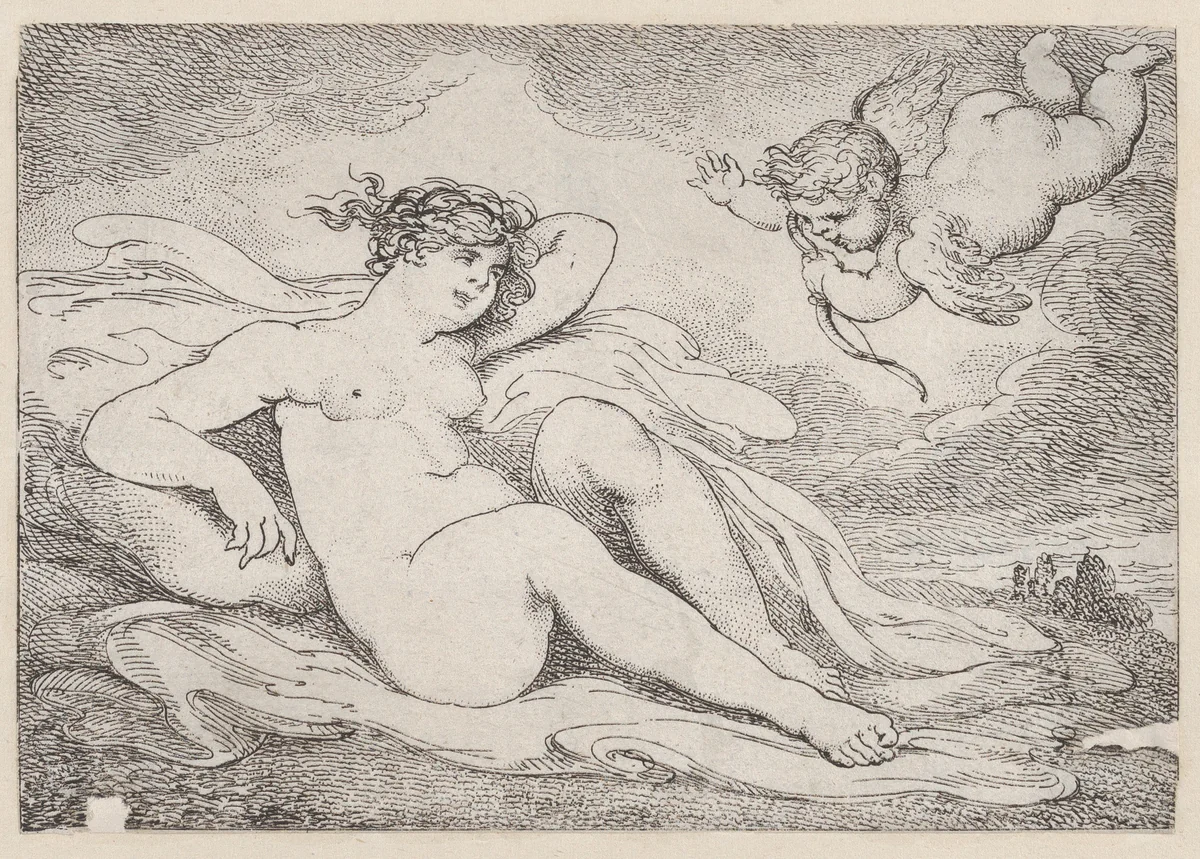 Venus and Cupid by Thomas Rowlandson, print, 1799