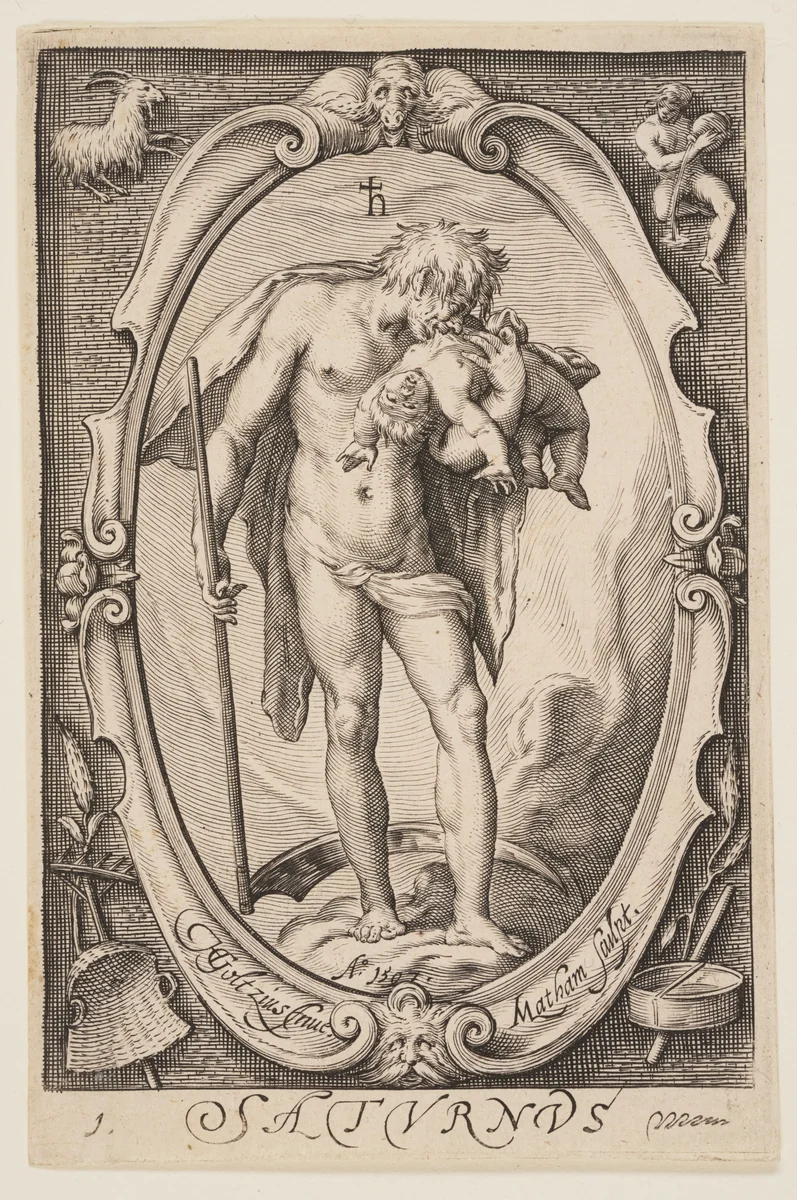 Saturnus (Saturn), from The Seven Planets by Jacob Matham, print, 1597