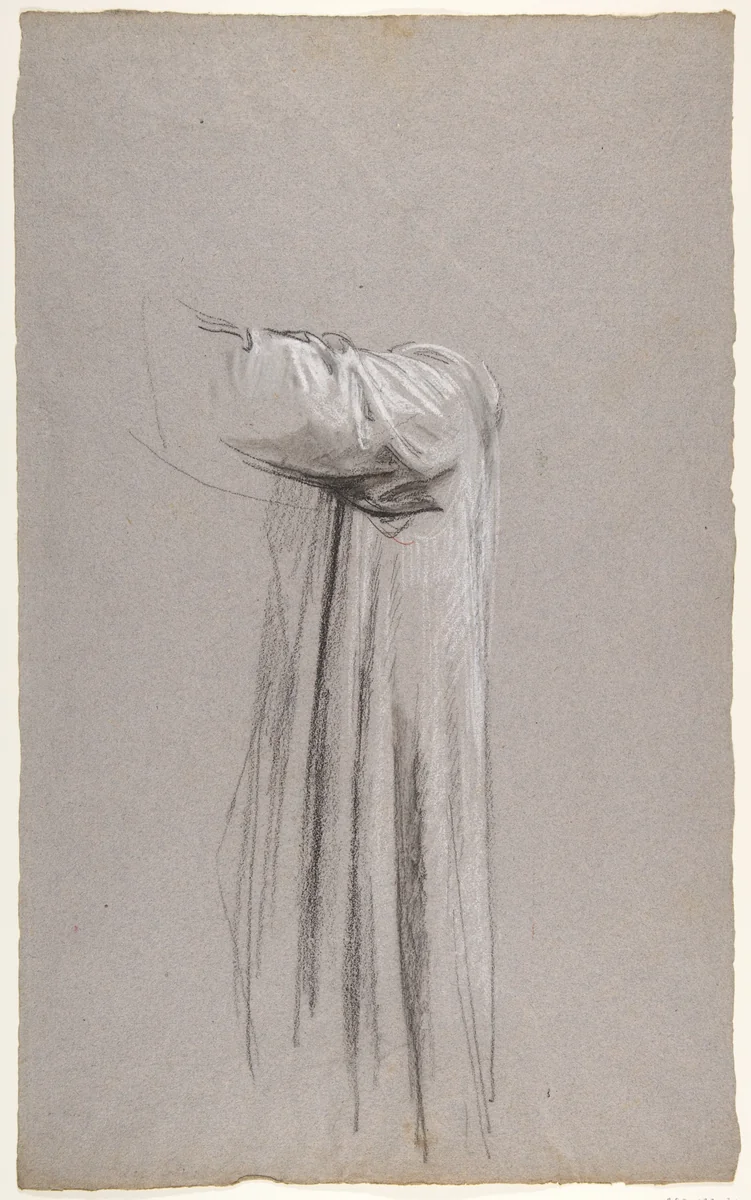 Drapery Study for a Monk (lower register; study for wall paintings in the Chapel of Saint Remi, Sainte-Clotilde, Paris, 1858) by Isidore Pils, drawing, 1830-1875