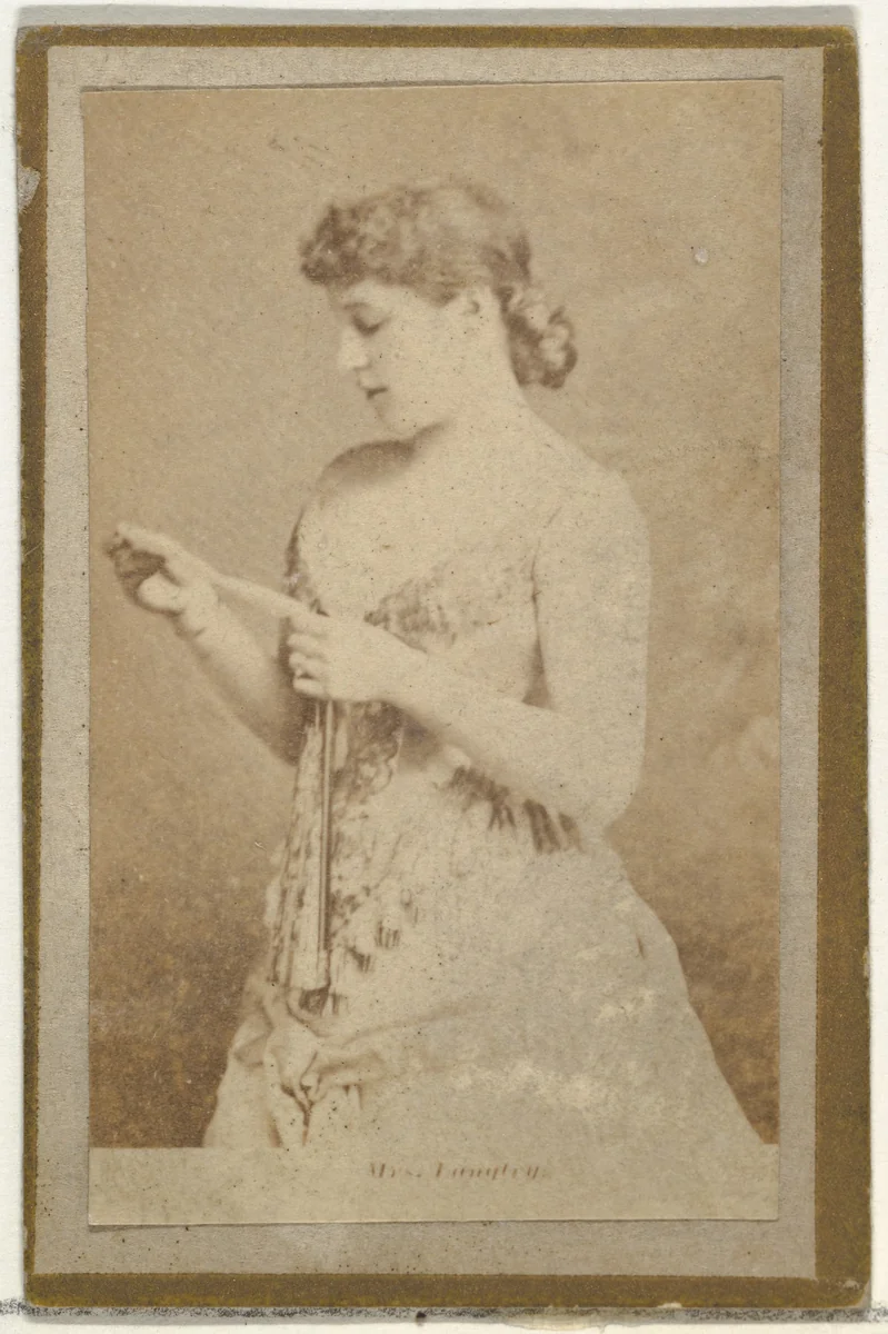 Mrs. Langtry, from the Actresses and Celebrities series (N60, Type 2) promoting Little Beauties Cigarettes for Allen & Ginter brand tobacco products by Allen & Ginter, photograph, 1887