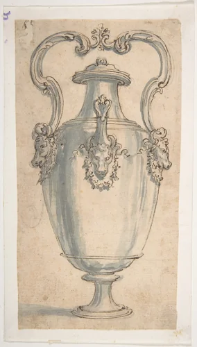Design for a Ewer with Bull Heads under the Handles and Spout by Giovanni Battista Foggini, drawing, 1652-1725
