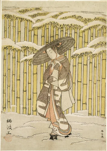 Passing the Bamboo Grove by Suzuki Harunobu (鈴木春信), print, 1766