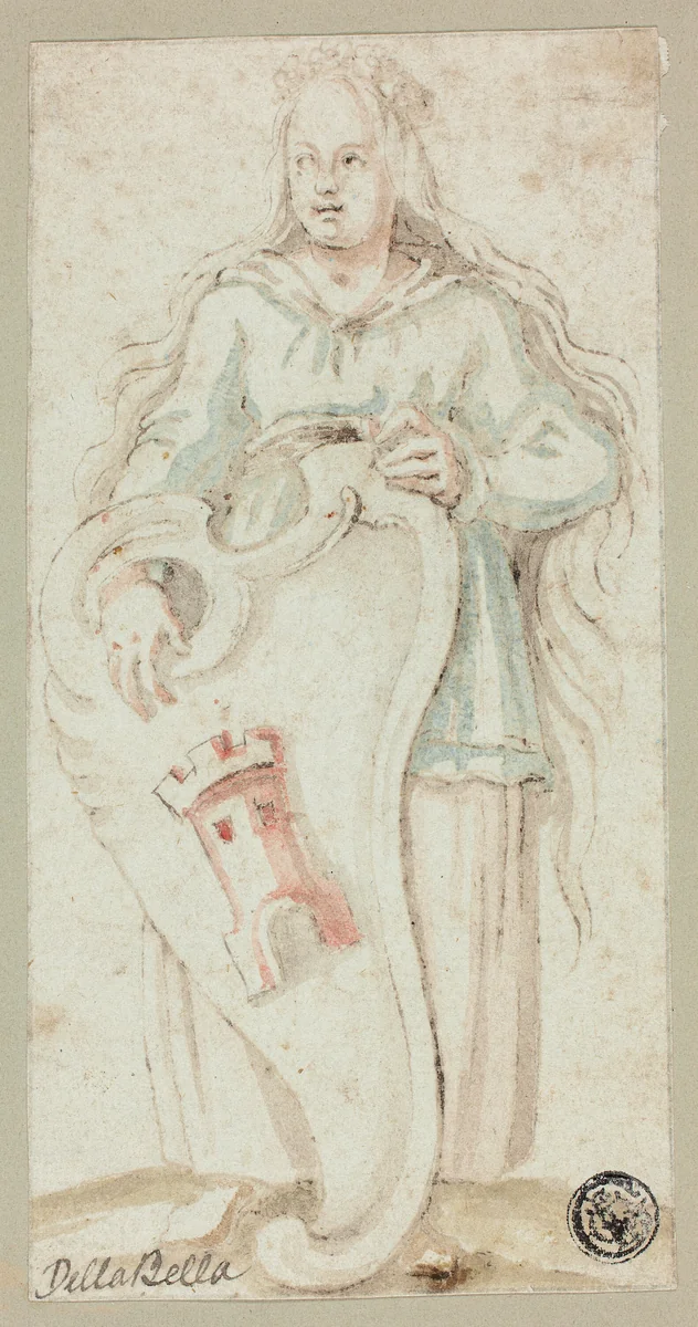 Saint Barbara by Unknown Artist, drawing, 1630-1664