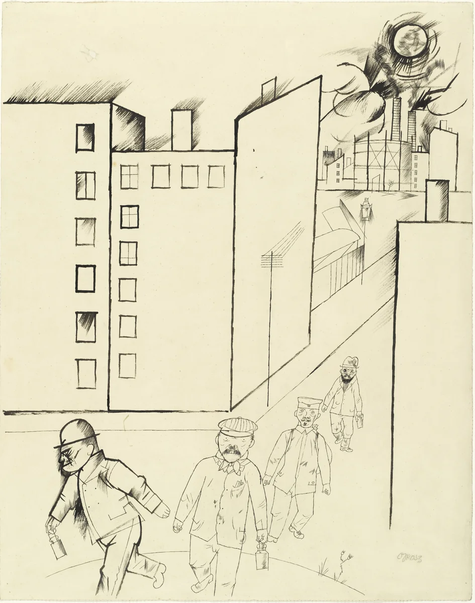 The End of the Day by George Grosz, drawing, 1919