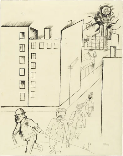 The End of the Day by George Grosz, drawing, 1919