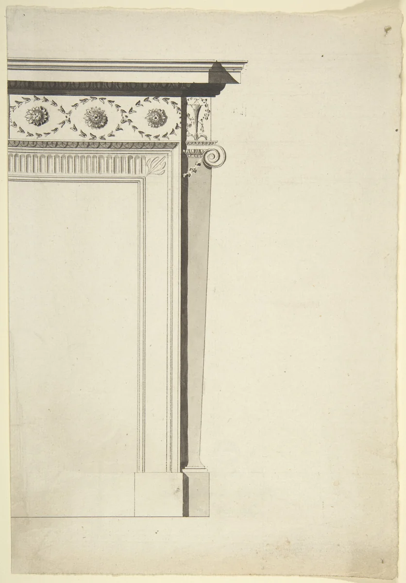 Partial Design for a Chimneypiece by Sir William Chambers, drawing, 1740-1800