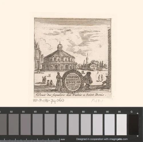 Titelprent met gezicht op het mausoleum van Valois by Israël Silvestre, print, 1656