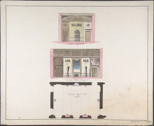 Elevation "della nuova Galleria" by Giovanni Battista Silvestri, drawing, 1796-1873