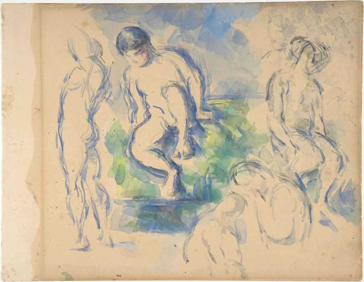 Bathers (recto); Still Life (verso) by Paul Cézanne, drawing, 1885-1900