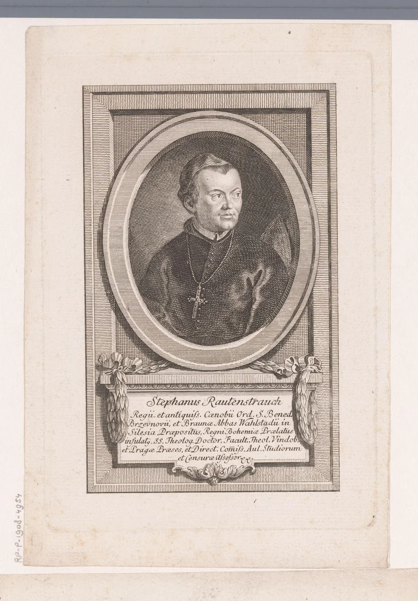 Portret van Franz Stephan Rautenstrauch by Johann Ernst Mansfeld, print, 1775