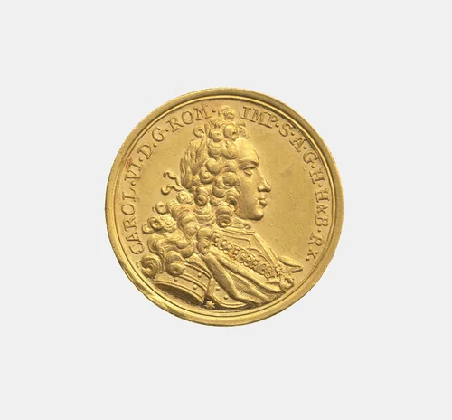 Coronation of Charles VI as Holy Roman Emperor at Frankfurt by Philipp Heinrich Müller, metalwork, 1711