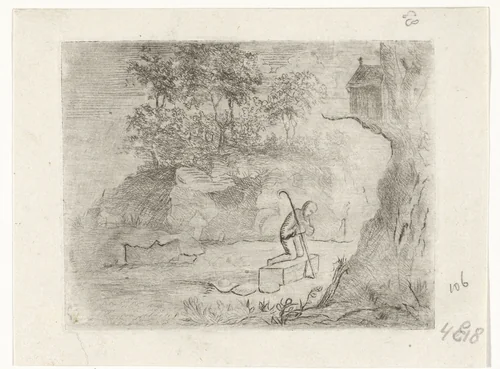 Biddende pelgrim by Reinierus Albertus Ludovicus van Isendoorn à Blois, print, 1796-1856