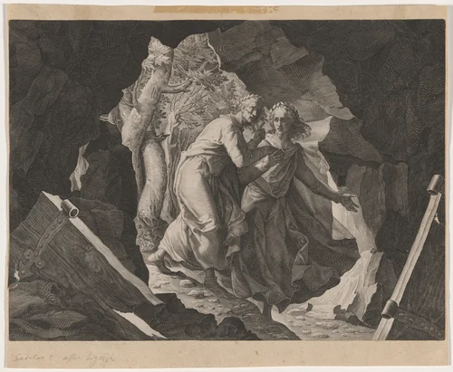 Dante and Virgil in Hell by Aegidius Sadeler II; Jacopo Ligozzi, print, 1588-1629