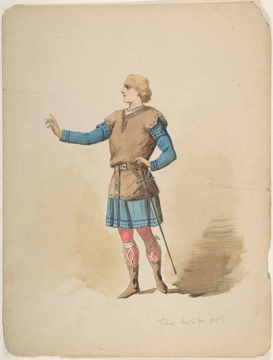 Design for Man's "Medieval" Costume by Charles Bianchini, drawing, 1875-1905