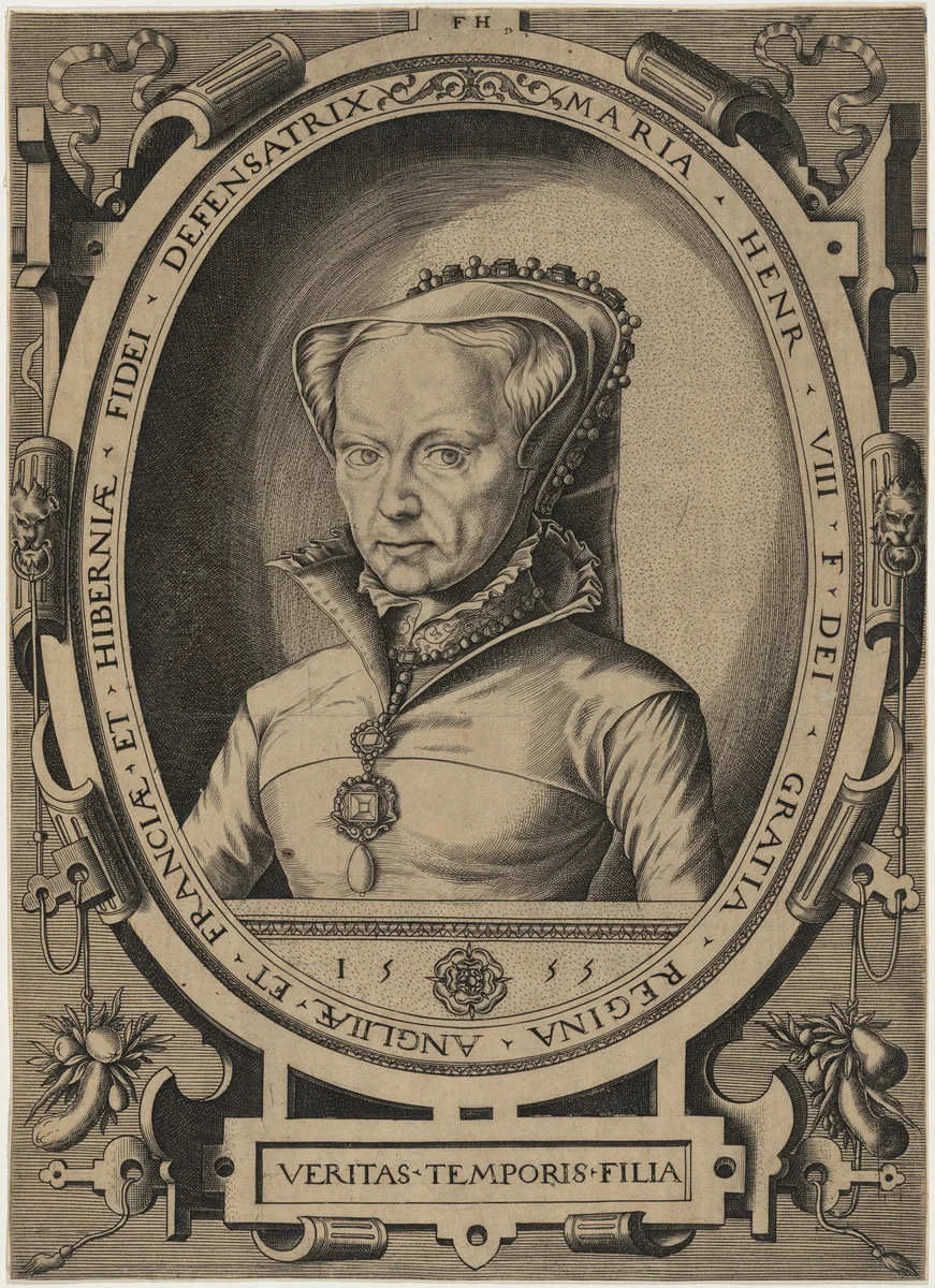 Queen Mary of England by Frans Huys, print, 1555