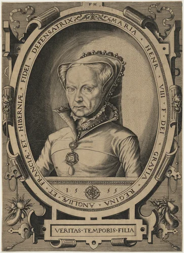 Queen Mary of England by Frans Huys, print, 1555