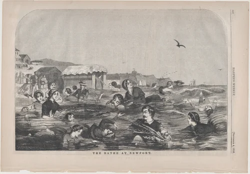 The Bathe at Newport (from "Harper's Weekly," Vol. II) by Winslow Homer, print, 1858