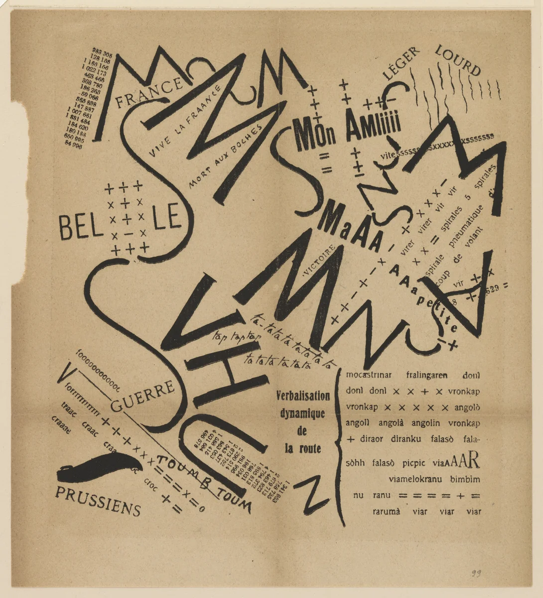 After the Marne, Joffre Visited the Front of an Automobile by Filippo Tommaso Marinetti, design, 1919