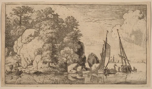 Two Boats on a Wide River by Allart van Everdingen, print, 1645-1656