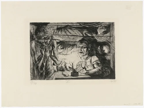 Foxhole (Unterstand) from The War (Der Krieg) by Otto Dix, print, 1924
