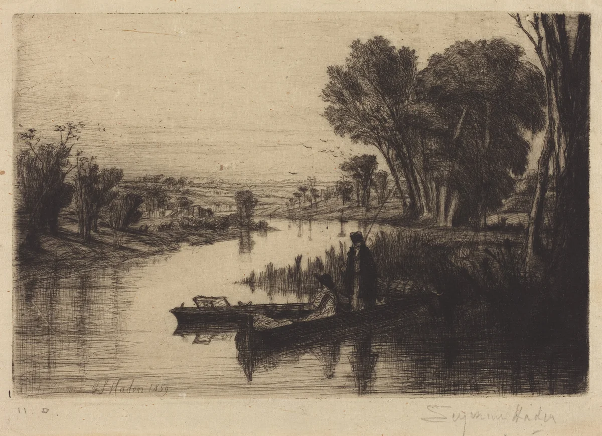 Thames Fishermen by Francis Seymour-Haden, print, 1859