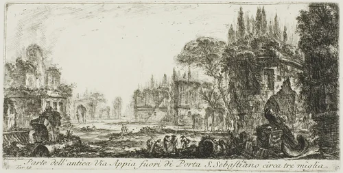 Part of the ancient Appian Way about three miles outside Porta S. Sebastiano, plate 19 from Some Views of Triumphal Arches and other monuments by Giovanni Battista Piranesi, print, 1748