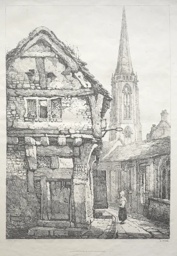 A Series of Ancient Buildings and Rural Cottages in the North of England: At York, Street beside Cloister Wall by Samuel Prout, print, 1821