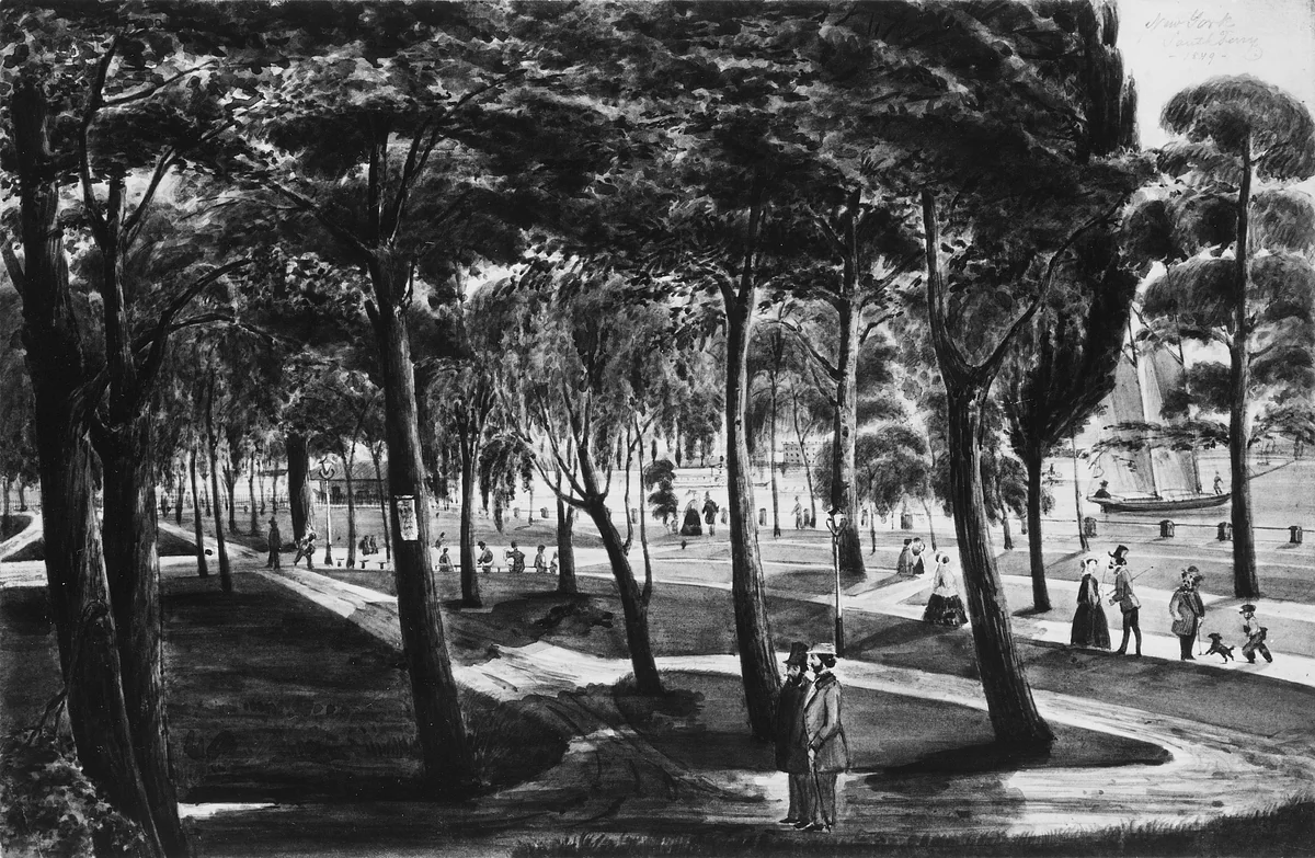 Battery Park, New York by Christian Gottlieb Cantzlier, artwork, 1849