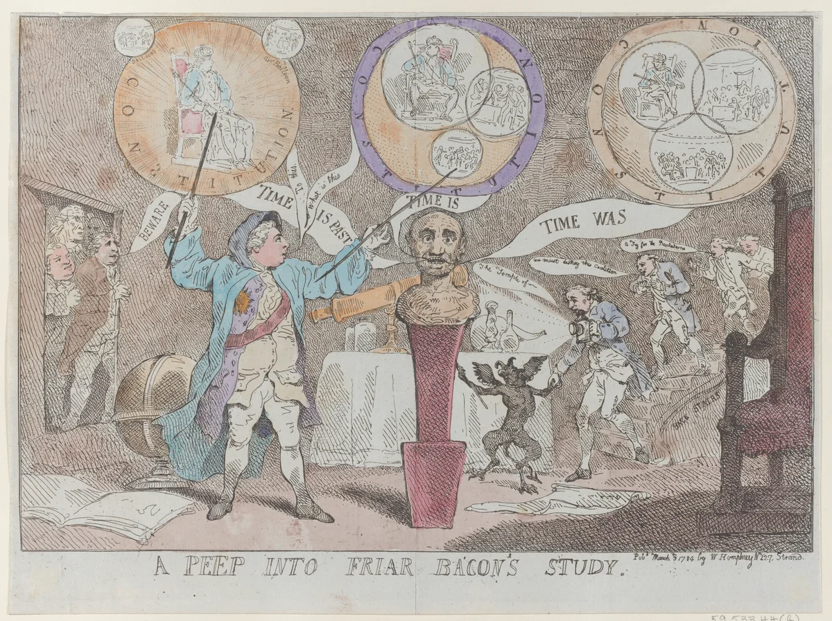 A Peep into Friar Bacon's Study by Thomas Rowlandson, print, 1784