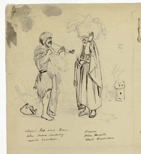 Woman and Beggar by Unknown Artist, drawing, 1800-1899