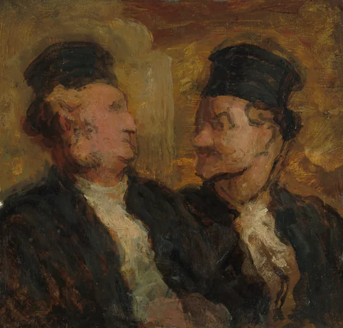 Two Lawyers by Honoré-Victorin Daumier, painting, 1855-1865