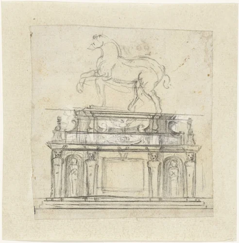 Design for an Equestrian Statue of Henry II of France by Michelangelo, drawing, 1559-1564